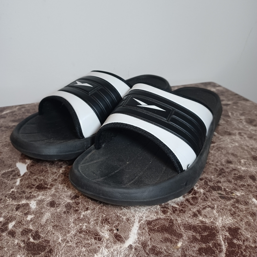 Black and White Slide Sandals